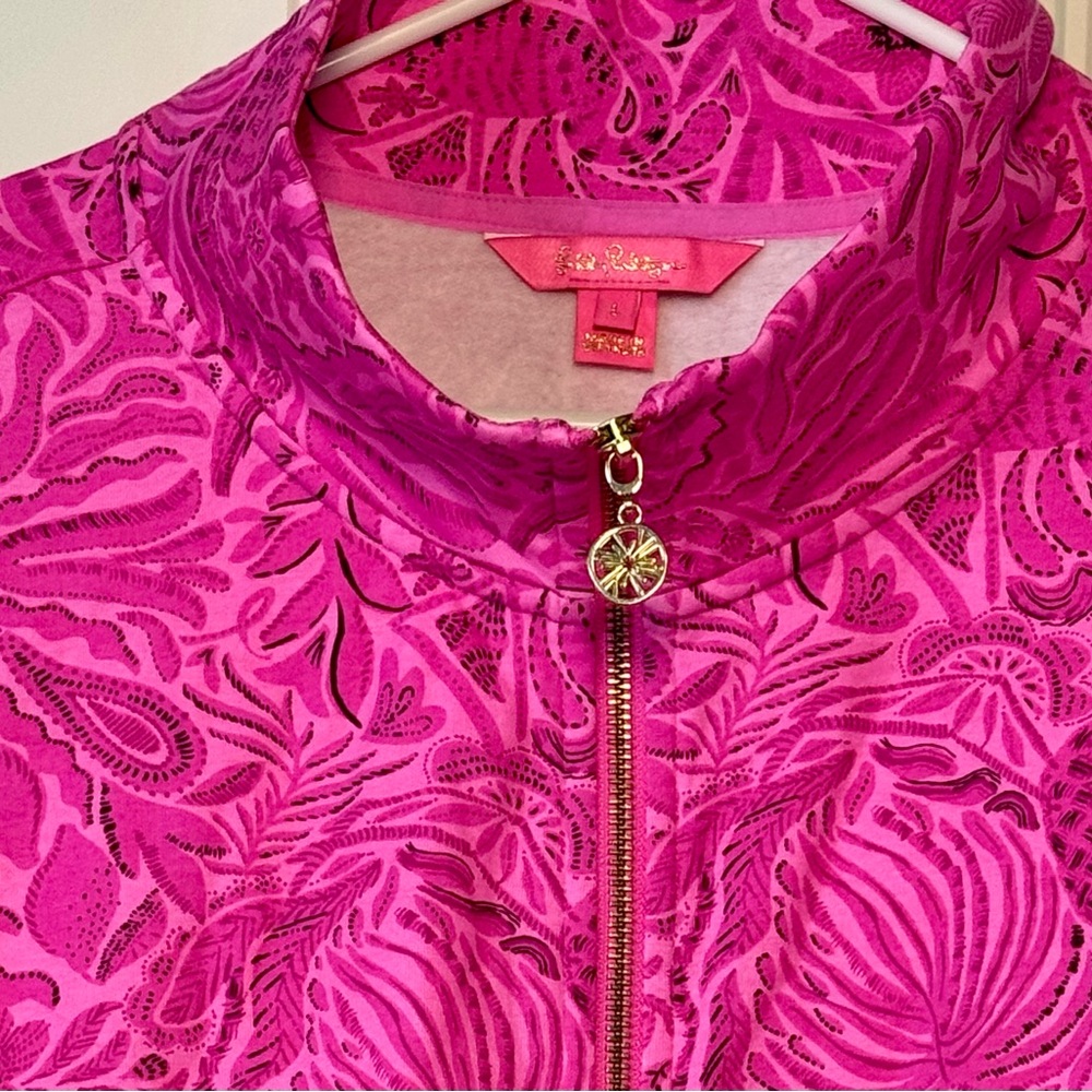 Lily Pulitzer WRENLEY ZIP-UP, CERISE PINK PINKIE PROMISES - Picture 4 of 5